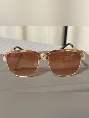Versace Women’s Gold Frame Brown Lens Sunglasses